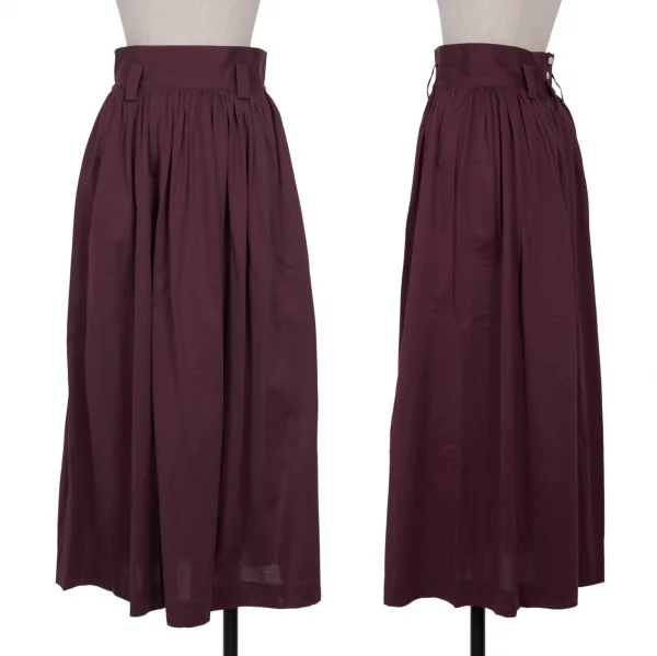 YOSHIE INABA Cotton Waist Gather Skirt Bordeaux S-M K-139181_001