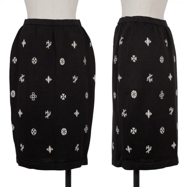 YOSHIE INABA Silk Wool Knit Skirt Black S-M K-139184_001