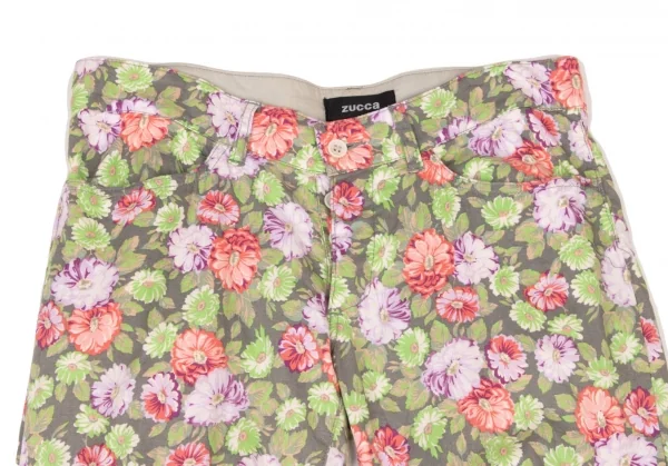 zucca Floral Printed Hem Buttons Cropped Pants K-139203_002