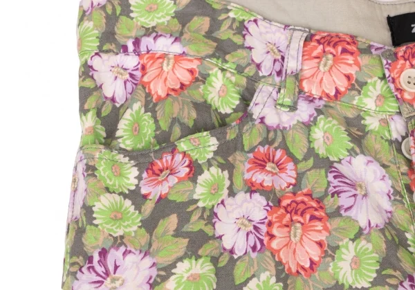 zucca Floral Printed Hem Buttons Cropped Pants K-139203_003