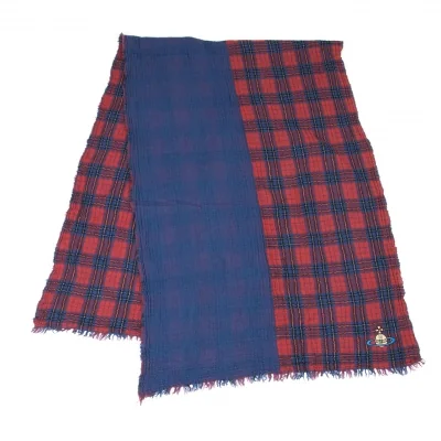 Vivienne Westwood Orb embroidery Checker Fringe Stole