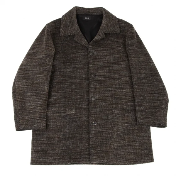 アーペーセーA.P.C. マルチ柄織りウールコート 茶グレー黒S K-139223_001