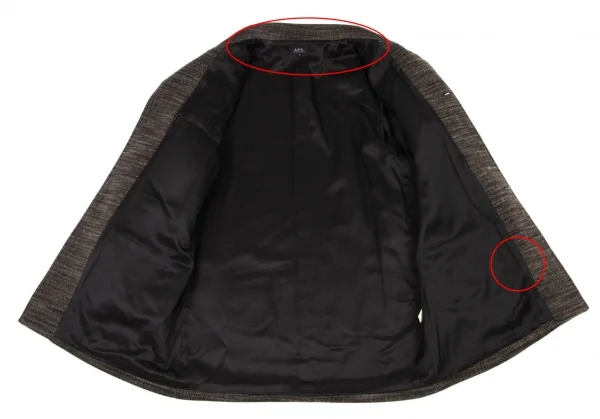 アーペーセーA.P.C. マルチ柄織りウールコート 茶グレー黒S K-139223_011
