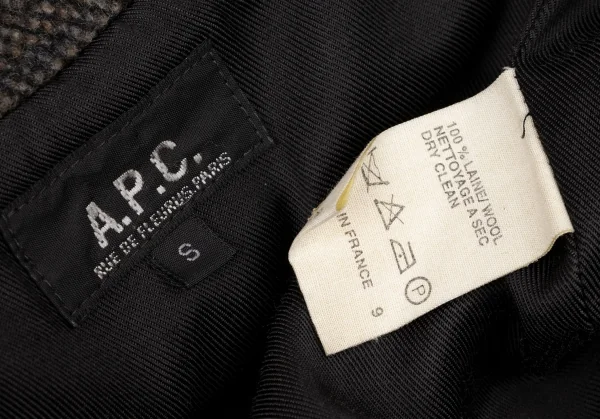 アーペーセーA.P.C. マルチ柄織りウールコート 茶グレー黒S K-139223_016