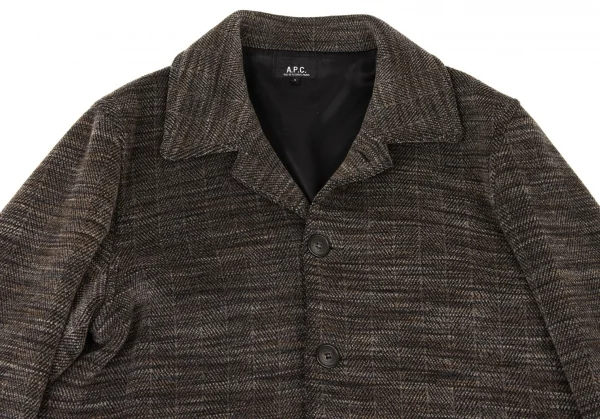 アーペーセーA.P.C. マルチ柄織りウールコート 茶グレー黒S K-139223_002