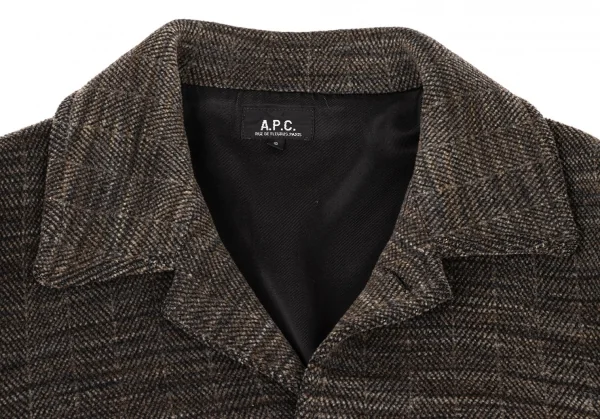アーペーセーA.P.C. マルチ柄織りウールコート 茶グレー黒S K-139223_003