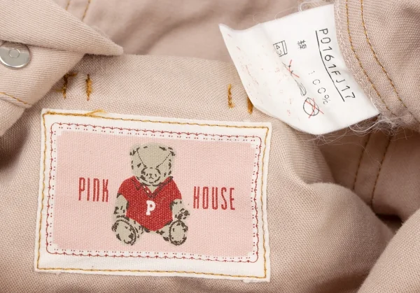 PINK HOUSE Bear Embroidery Patch Cotton Trucker Jacket K-139242_020