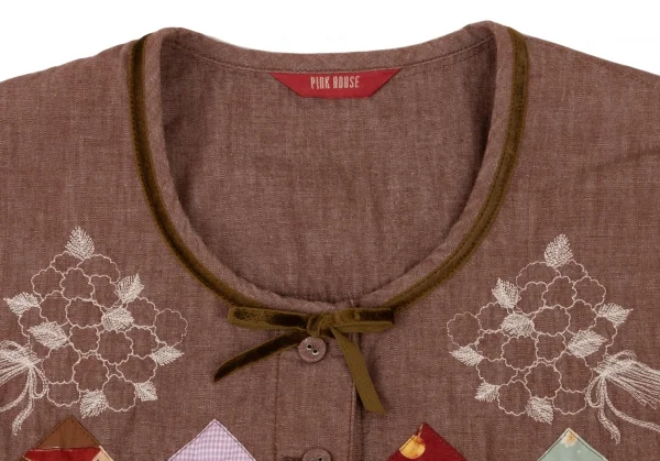 PINK HOUSE Velor Taping Embroidery Blouse K-139249_004