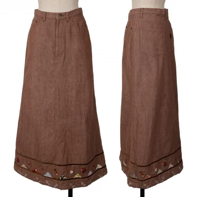PINK HOUSE Velor Taping Embroidery Skirt