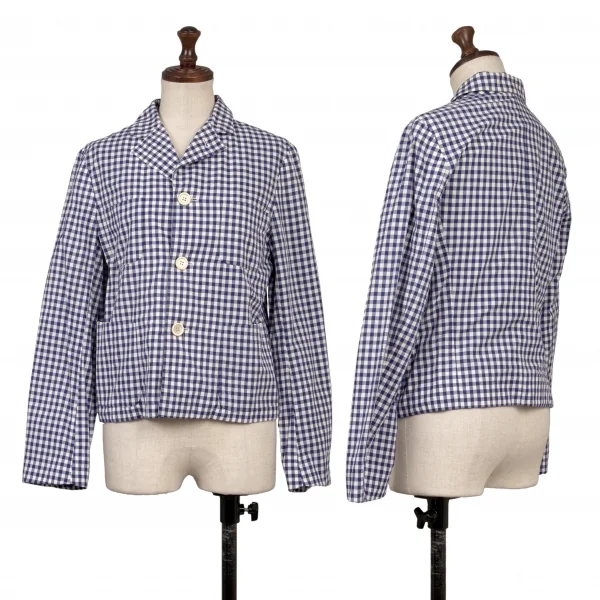 COMME des GARCONS COMME des GARCONS Check Jacket Navy,White SS K-139269_001