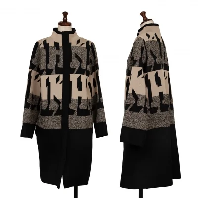 HIROKO KOSHINO TRUNK Jacquard Zipper Knit Coat