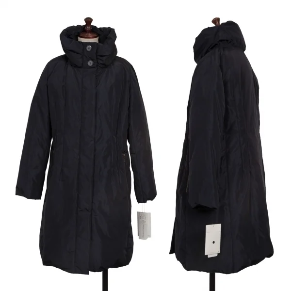 HIROKO KOSHINO Turtleneck Zip Pocket Down Coat Navy 40 K-139321_001