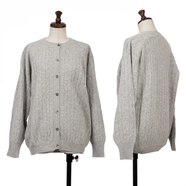 YOSHIE INABA Wool Cable Knit Cardigan Grey S-M K-139355_001