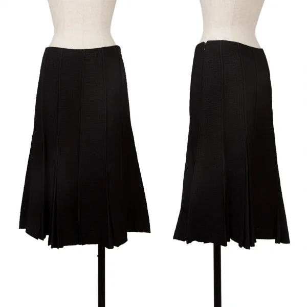 K.T KIYOKO TAKASE Switching Design Wool Pleated Skirt Black 11 K-139362_001