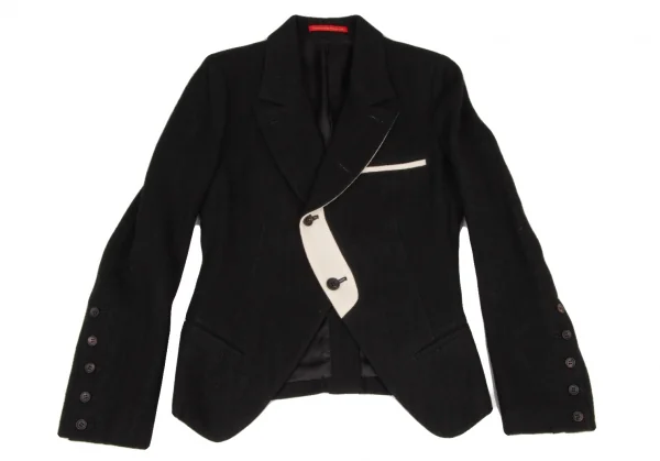 Y's red label Linen Blend Bicolor Lapel Jacket K-139363_002