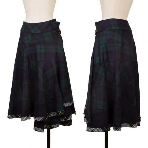 tricot COMME des GARCONS Tartan Check Switching Belted Skirt Forest green S K-139370_001