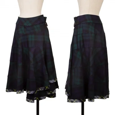 tricot COMME des GARCONS Tartan Check Switching Belted Skirt