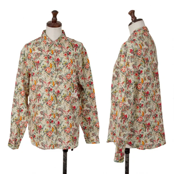 Mademoiselle NON NON Floral Printed Linen Long Sleeve Shirt Yellow-green,Multi-Color M-L K-139470_001