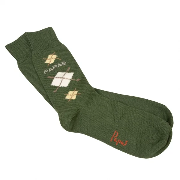 Papas Argyle Checked Socks Forest green About US 7~9 K-139487_001
