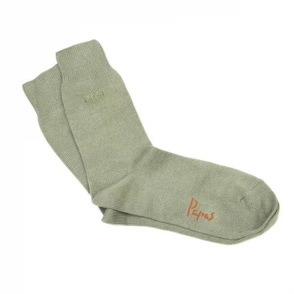 新品!パパスPapas ロゴ刺繍ハイソックス 淡緑M位(25cm~27cm) K-139495_001
