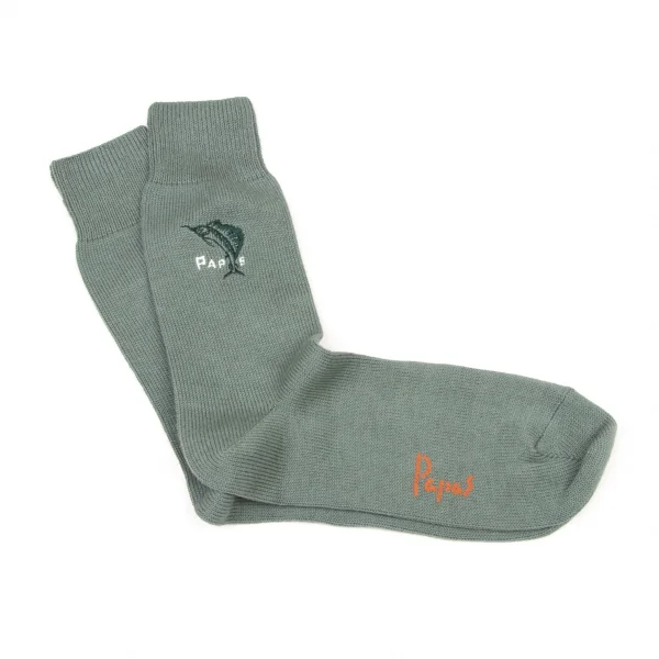 新品!パパスPapas カジキロゴ刺繍ハイソックス 緑M位(25cm~27cm) K-139498_001