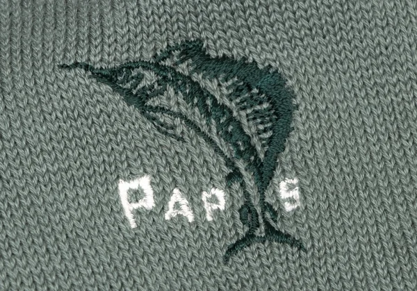 新品!パパスPapas カジキロゴ刺繍ハイソックス 緑M位(25cm~27cm) K-139498_003