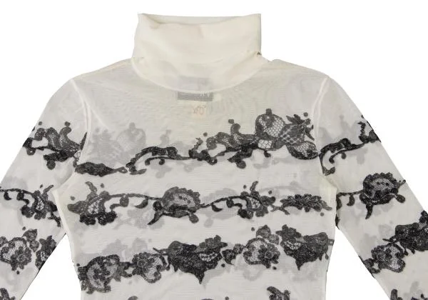 ジャンポールゴルチエJean Paul GAULTIER PARIS フラワーレースプリントパワーネットカットソー 白40 K-139503_003