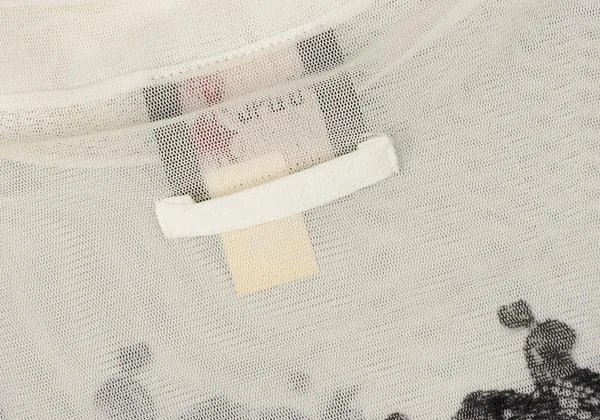 ジャンポールゴルチエJean Paul GAULTIER PARIS フラワーレースプリントパワーネットカットソー 白40 K-139503_012