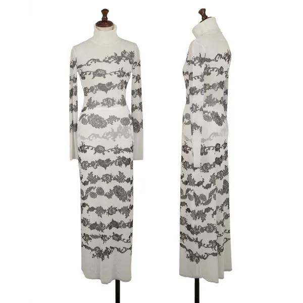 ジャンポールゴルチエJean Paul GAULTIER PARIS フラワーレースプリントパワーネットカットソー 白40 K-139503_016