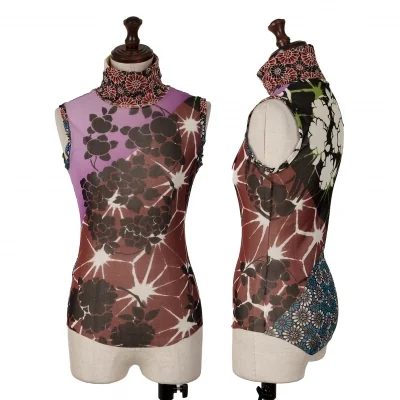 ジャンポールゴルチエ ファムJean Paul GAULTIER FEMME フラワープリントパワーネットノースリーブ