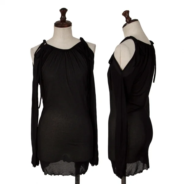 Jean Paul GAULTIER FEMME Shoulder String See-through Tops Black 40 K-139516_001