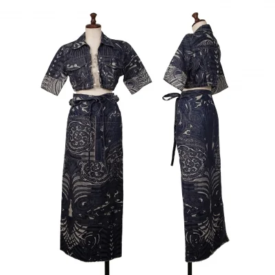 GAULTIER JEAN'S Jacquard Denim Shot Jacket & Wrap Skirt
