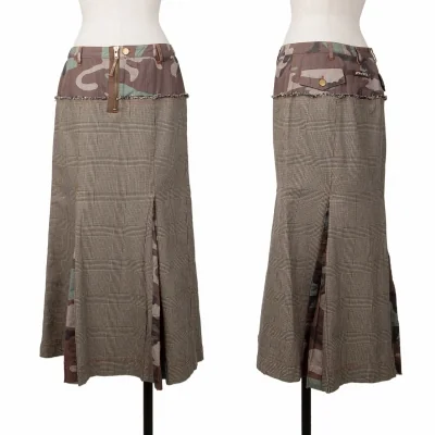 ean Paul GAULTIER PARIS Check Pasted Camouflage Skirt