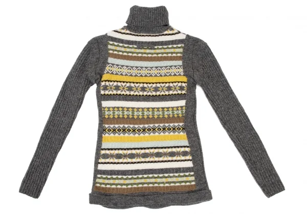 Jean-Paul GAULTIER FEMME Fair Isle Turtle Neck Knit Sweater K-139553_011