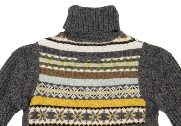 Jean-Paul GAULTIER FEMME Fair Isle Turtle Neck Knit Sweater K-139553_012