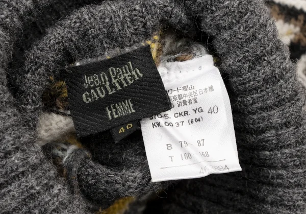 Jean-Paul GAULTIER FEMME Fair Isle Turtle Neck Knit Sweater K-139553_015
