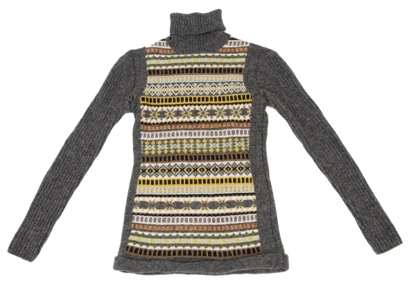 Jean-Paul GAULTIER FEMME Fair Isle Turtle Neck Knit Sweater K-139553_002