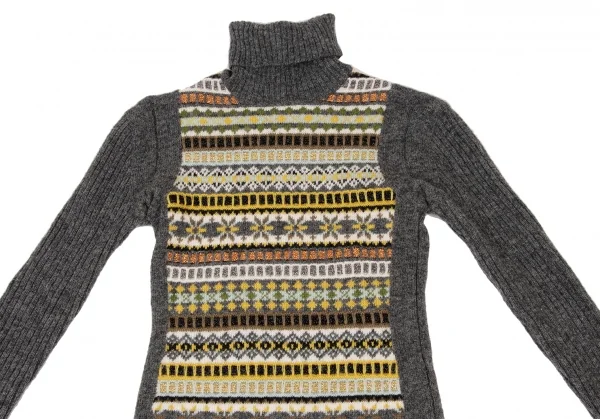 Jean-Paul GAULTIER FEMME Fair Isle Turtle Neck Knit Sweater K-139553_003