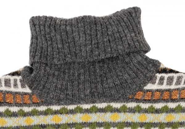 Jean-Paul GAULTIER FEMME Fair Isle Turtle Neck Knit Sweater K-139553_004