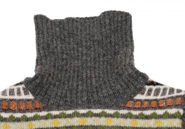 Jean-Paul GAULTIER FEMME Fair Isle Turtle Neck Knit Sweater K-139553_005