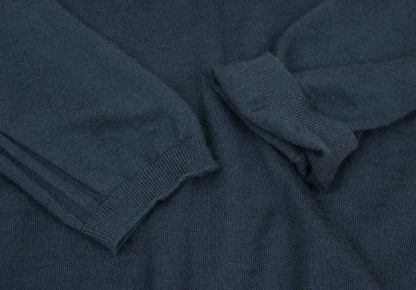 ジルサンダーJIL SANDER サイド編み変えラインデザインVネックニット 紺M位 K-139556_010
