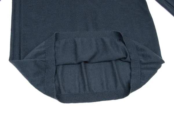 ジルサンダーJIL SANDER サイド編み変えラインデザインVネックニット 紺M位 K-139556_012