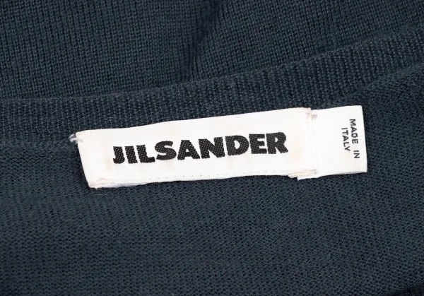 ジルサンダーJIL SANDER サイド編み変えラインデザインVネックニット 紺M位 K-139556_016