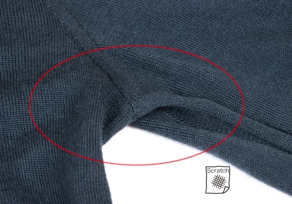 ジルサンダーJIL SANDER サイド編み変えラインデザインVネックニット 紺M位 K-139556_005