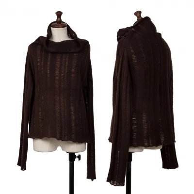 ARMANI JEANS Mohair Stripe Drape Neck Knit Sweater