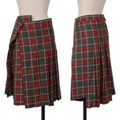 JUNYA WATANABE COMME des GARCON Wool Pleated Check Pants Skirt
