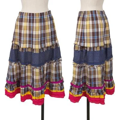 tricot COMME des GARCONS Washed Check Pattern Tiered Skirt