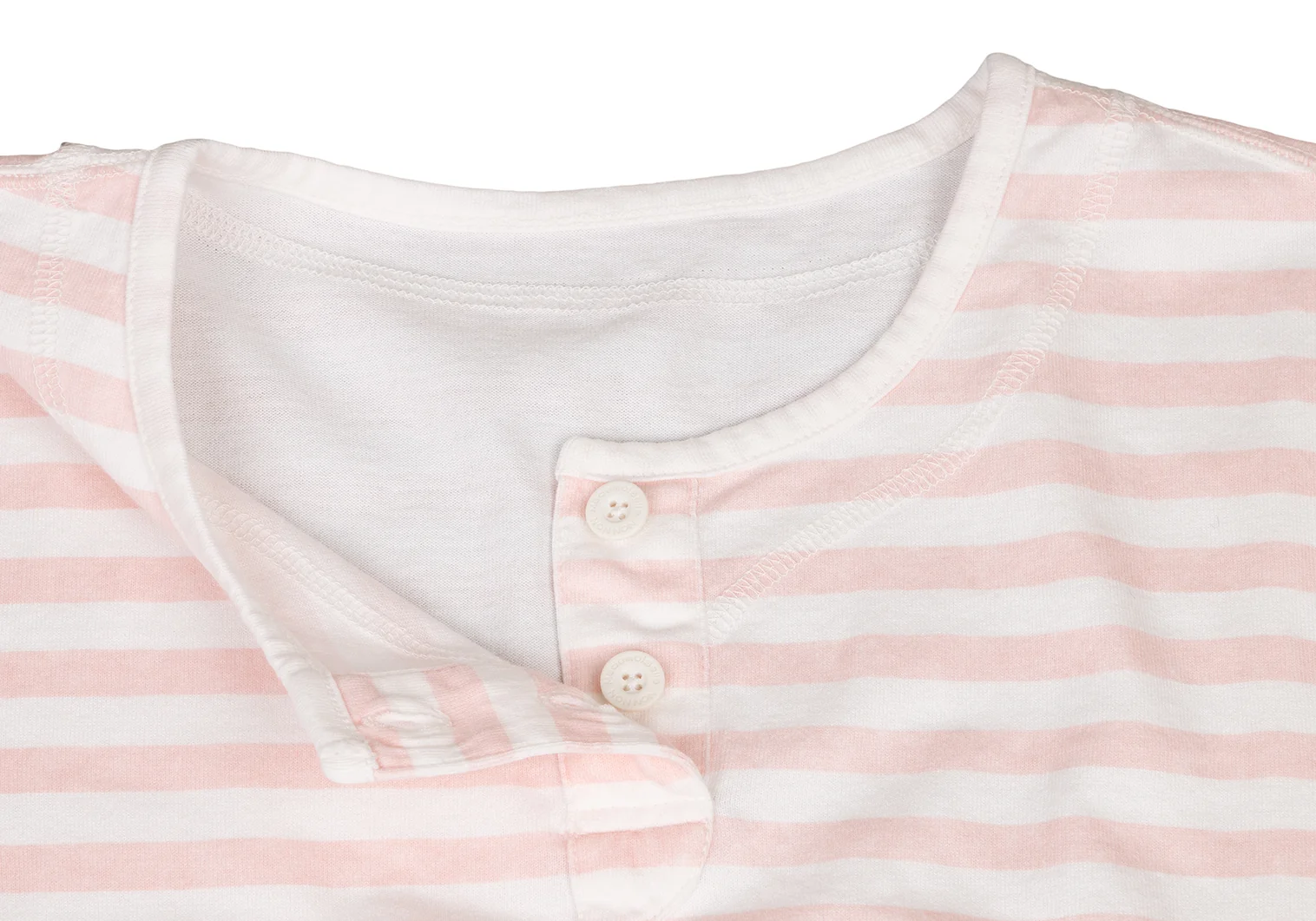 マドモアゼルノンノンMademoiselle NON NON コットンボーダーフロントボタンTシャツ ピンク白L 【レディース】 マドモアゼルノンノンMademoiselle NON NON コットンボーダー