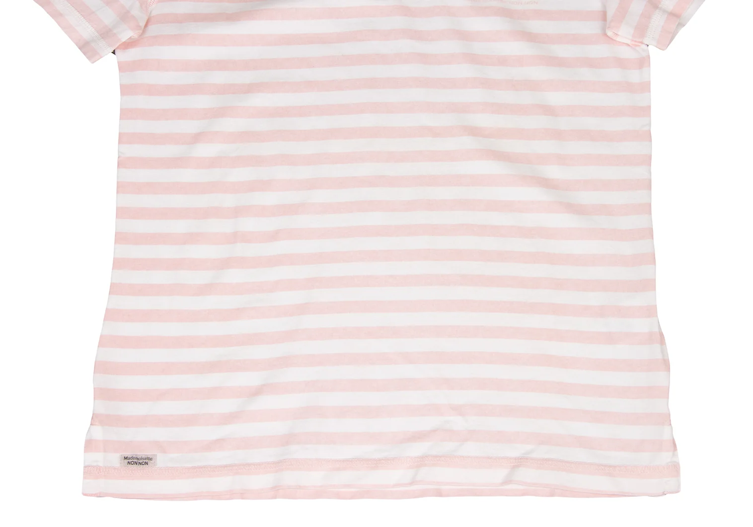 マドモアゼルノンノンMademoiselle NON NON コットンボーダーフロントボタンTシャツ ピンク白L 【レディース】 マドモアゼルノンノンMademoiselle NON NON コットンボーダー