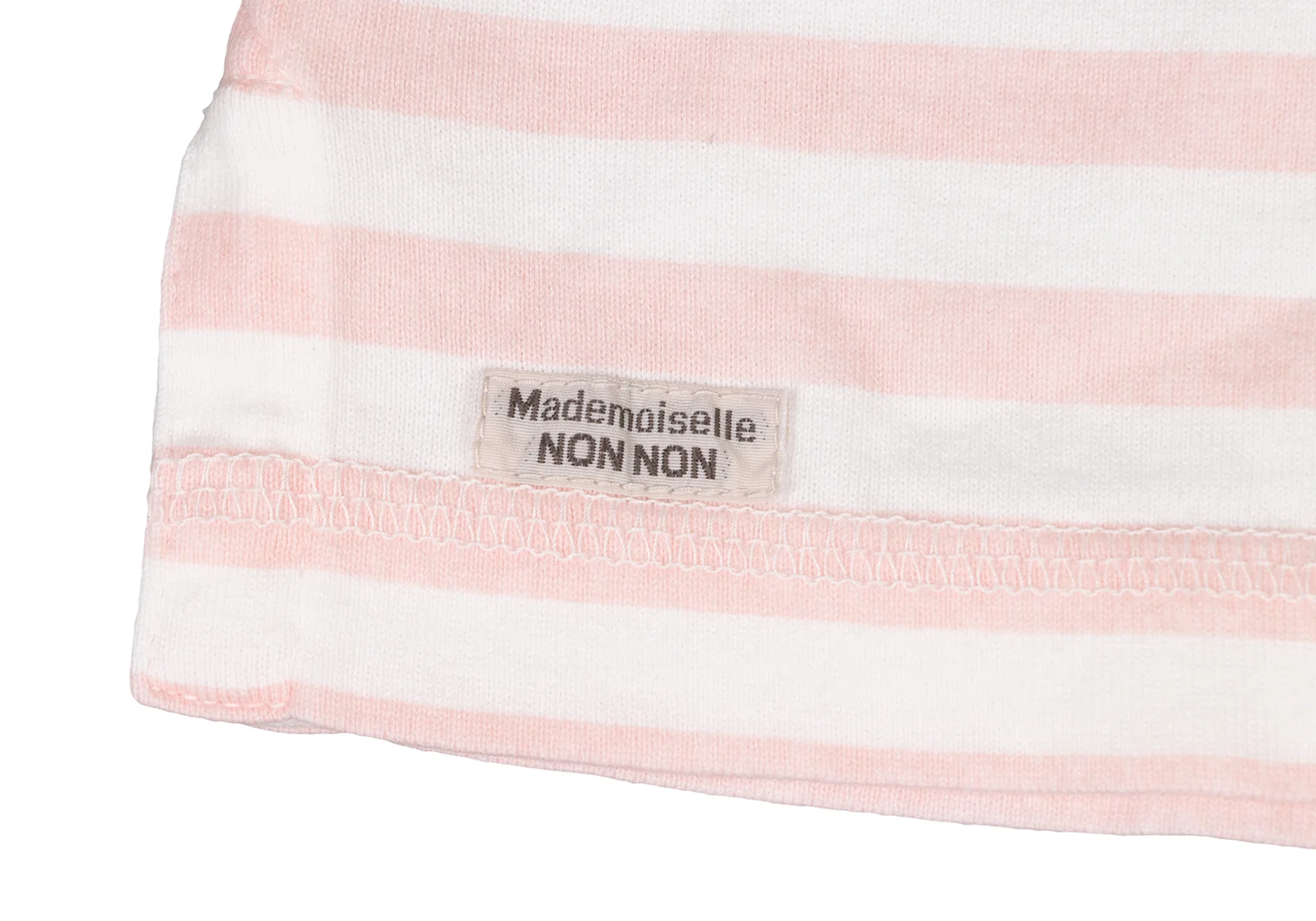 マドモアゼルノンノンMademoiselle NON NON コットンボーダーフロントボタンTシャツ ピンク白L 【レディース】 マドモアゼルノンノンMademoiselle NON NON コットンボーダー